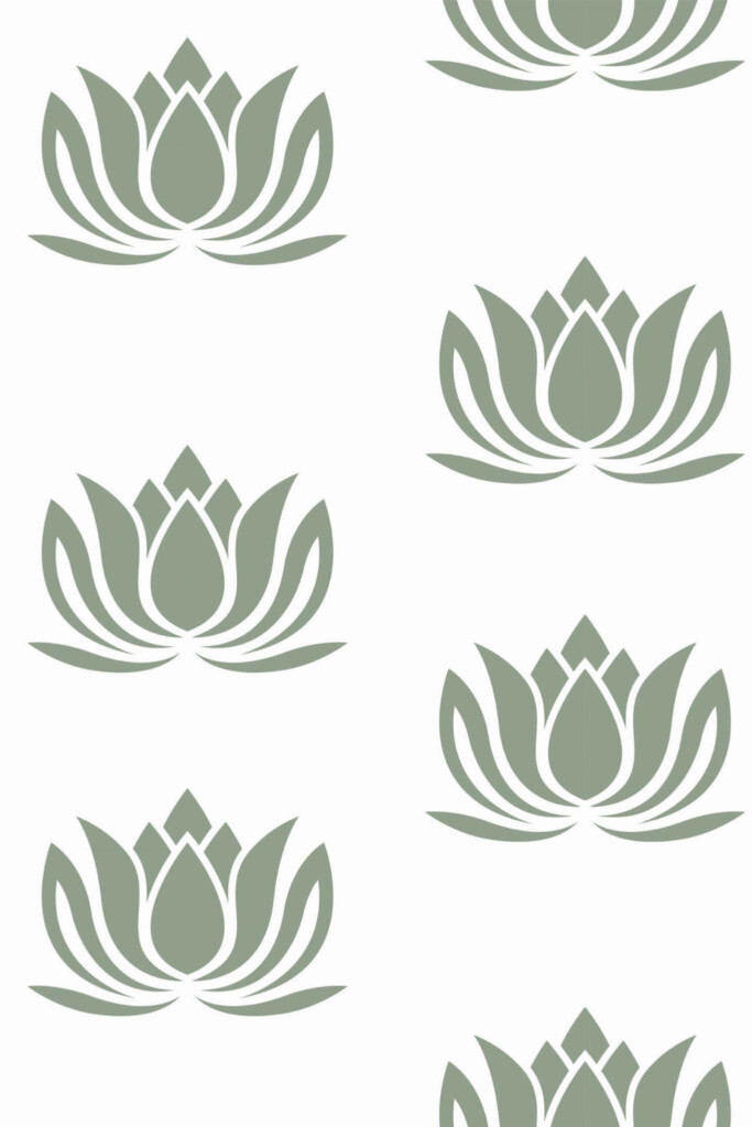 Pattern repeat of Minimalist lotus removable wallpaper design