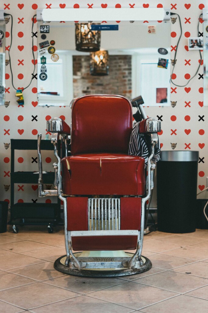 Peel and stick wallpaper with red animal minimalist puma design by Fancy Walls