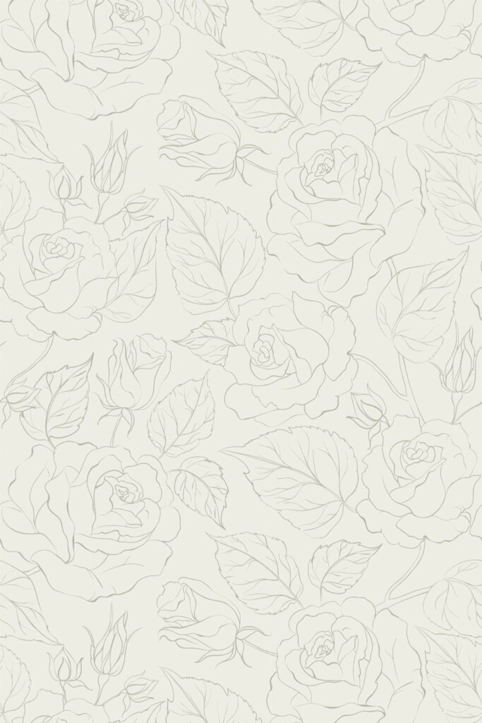 Pattern repeat of Minimalist rose removable wallpaper design