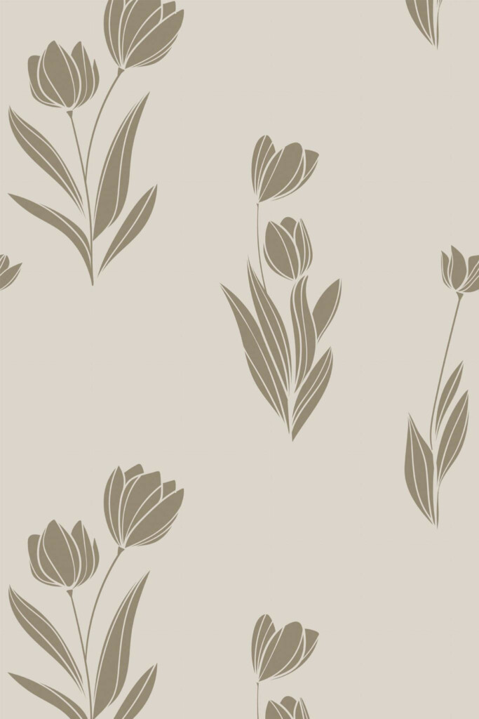 Pattern repeat of Minimalist tulips removable wallpaper design