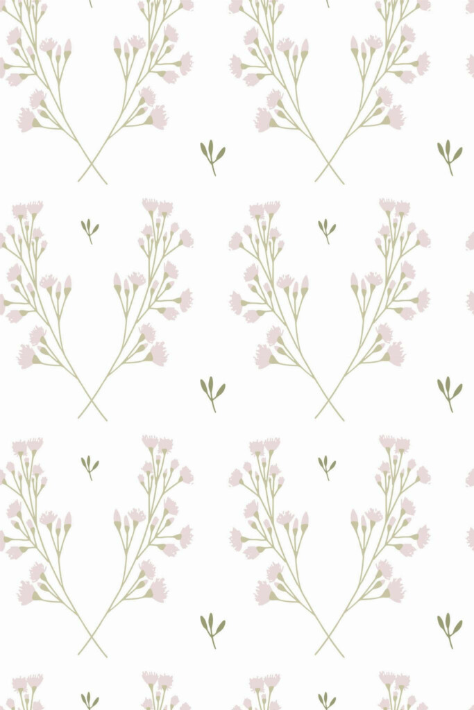 Pattern repeat of Minimalist wildflower removable wallpaper design