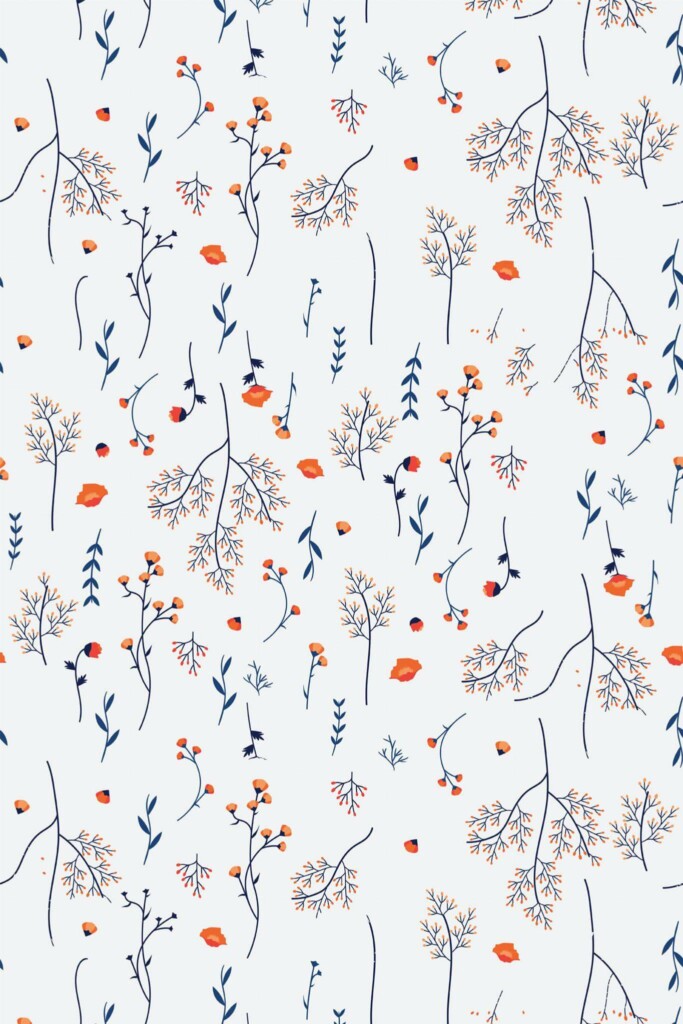 Pattern repeat of Minimalistic flower removable wallpaper design