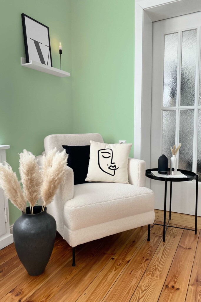 Traditional wallpaper in mint green by Fancy Walls for bright modern dining rooms