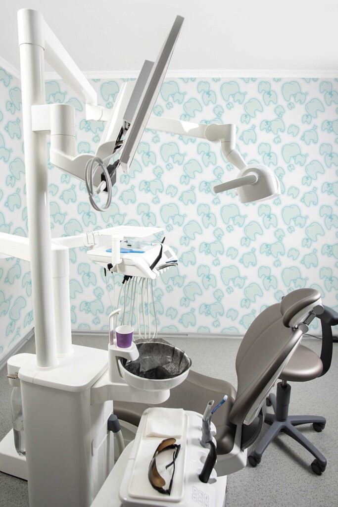 Blue and white Fun wallpaper for walls in dental setting by Fancy Walls