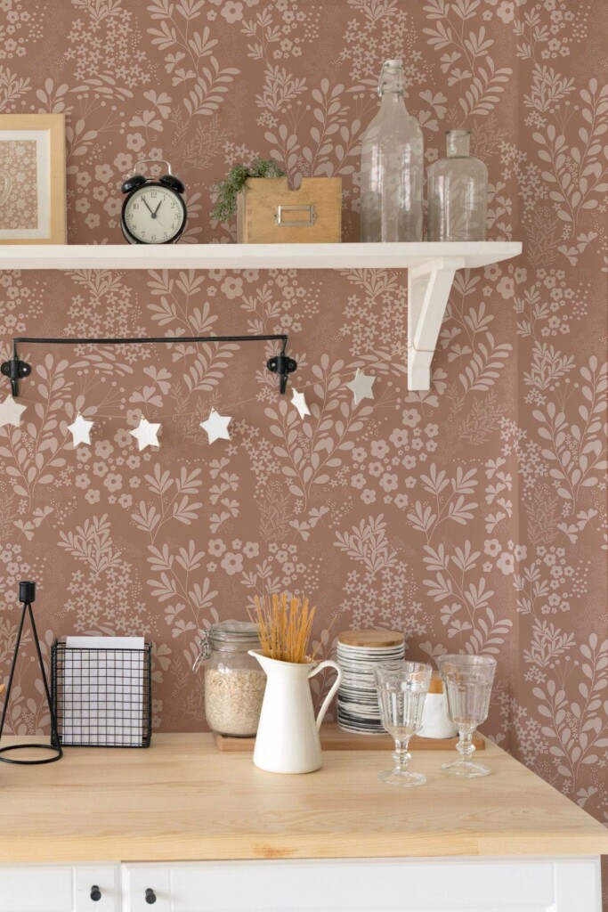 Fancy Walls Brown Floral self-adhesive wallpaper