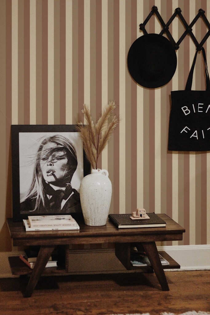 Fancy Walls Mocha Striped peel and stick wallpaper