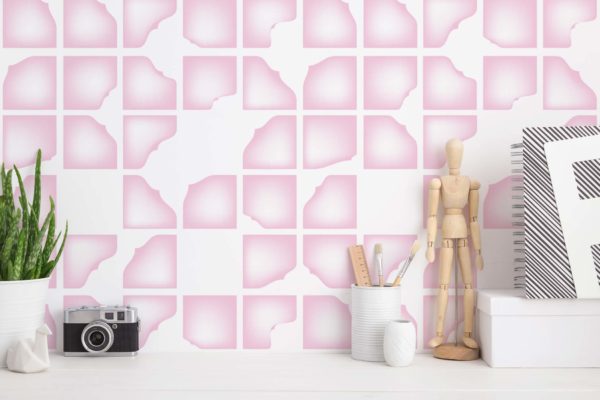 Pink abstract geometric shapes peel stick wallpaper