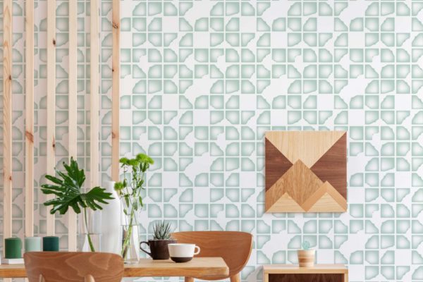 Green abstract geometric shapes wallpaper for walls