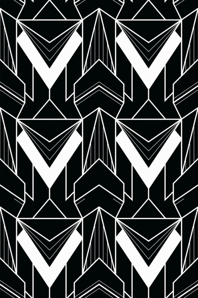 Pattern repeat of Modern Art Deco removable wallpaper design