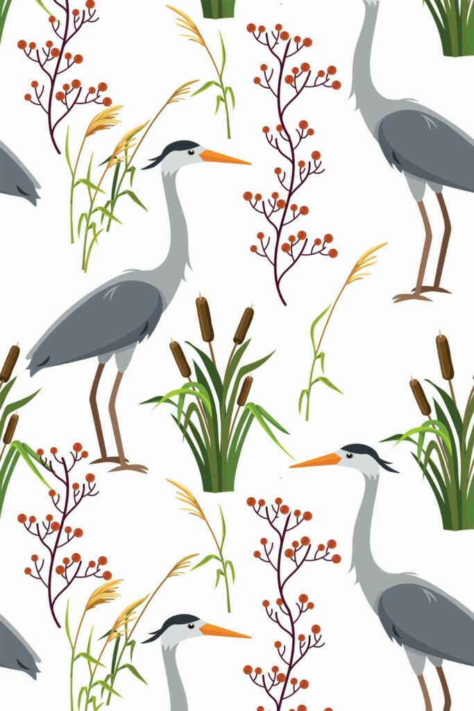 Pattern repeat of Modern bird removable wallpaper design