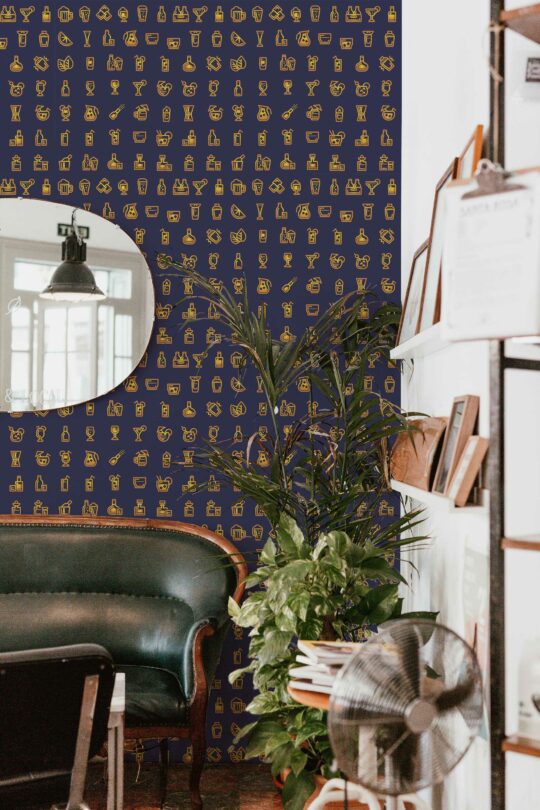 Traditional Modern Blue Cocktail Rhythm wallpaper from Fancy Walls