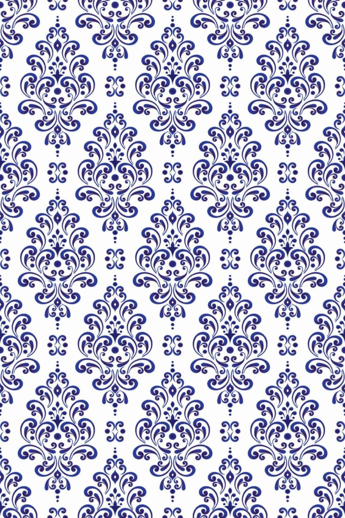 Pattern repeat of Modern damask removable wallpaper design