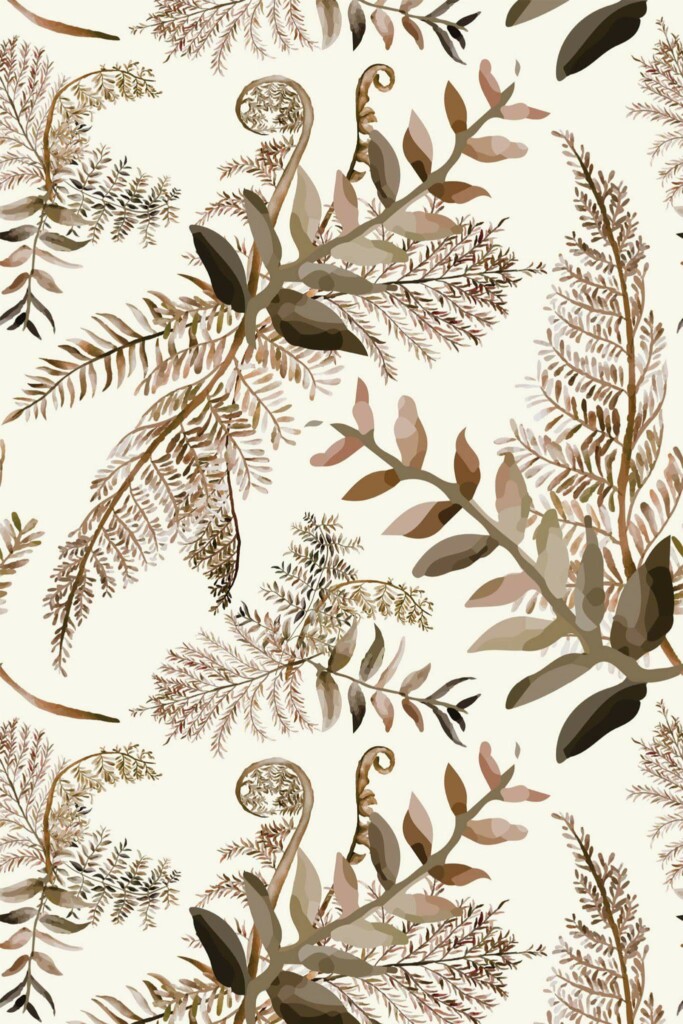 Pattern repeat of Modern fern removable wallpaper design