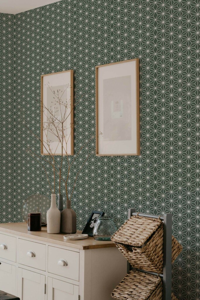 Scandinavian style bedroom decorated with Modern geometric kitchen peel and stick wallpaper