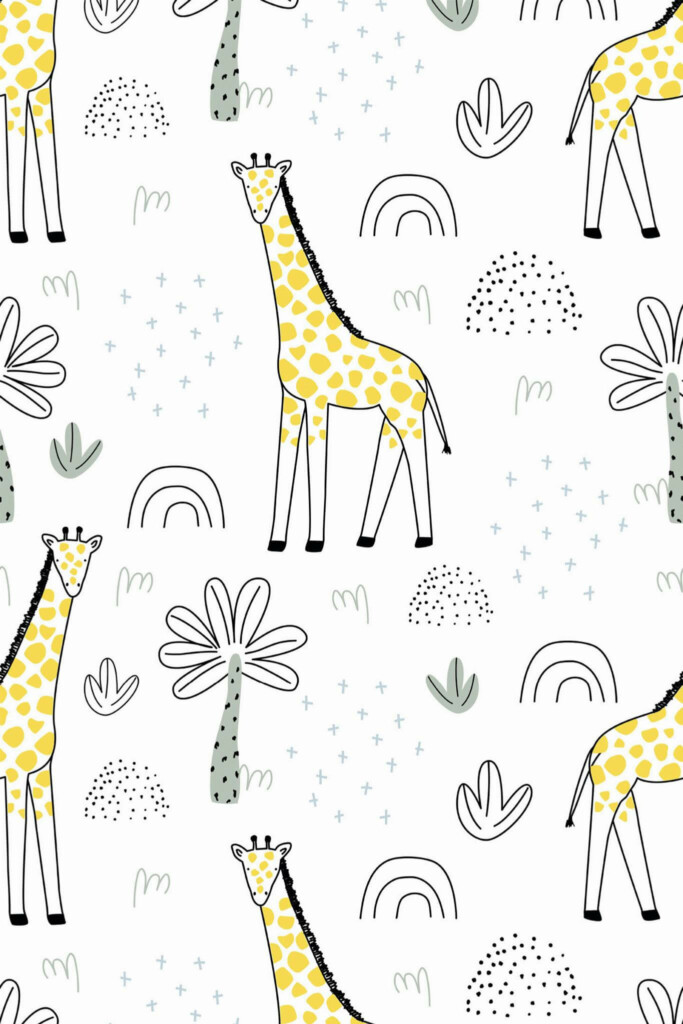 Pattern repeat of Modern giraffe removable wallpaper design