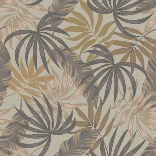 palm brown and beige traditional wallpaper