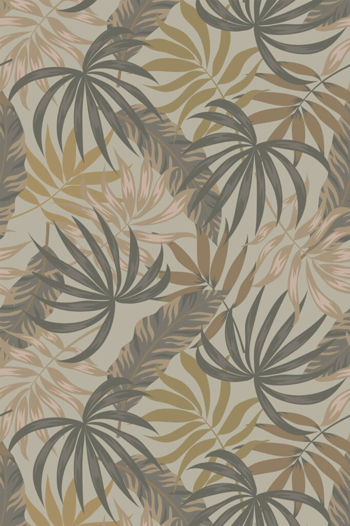 Pattern repeat of Modern palm removable wallpaper design