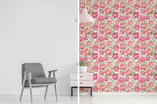 peony pink traditional wallpaper