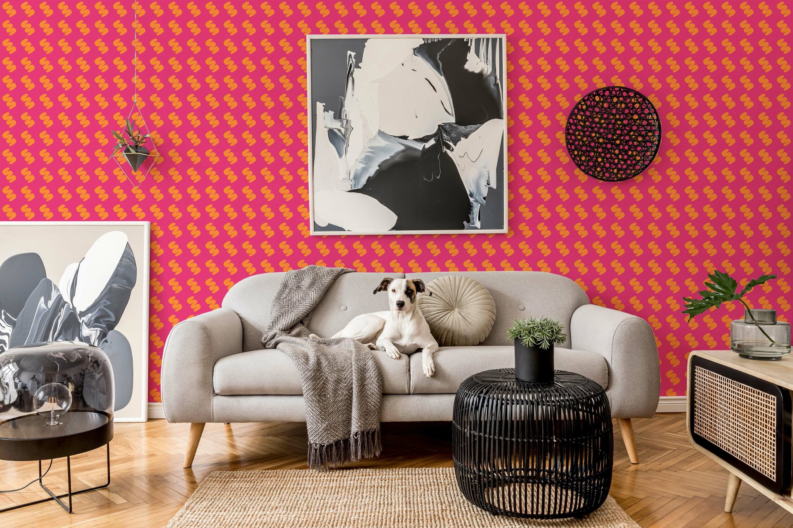 Bright pink and orange Wallpaper - Peel and Stick or Non-Pasted