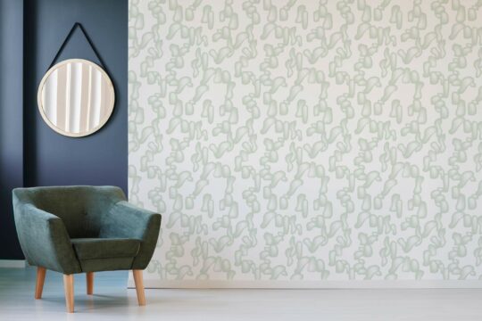 Abstract green modern shapes peel and stick removable wallpaper