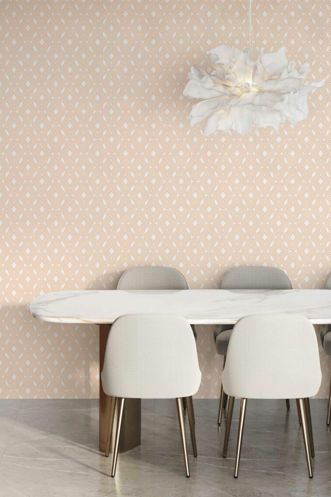 Minimal modern style dining room decorated with Modern shapes peel and stick wallpaper