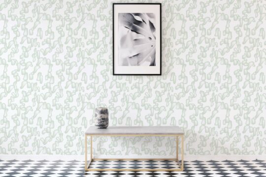Abstract green modern shapes self adhesive wallpaper