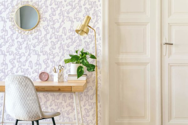 violet modern shapes self-adhesive wallpaper