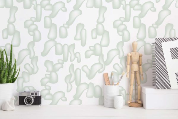 Abstract green modern shapes stick on wallpaper