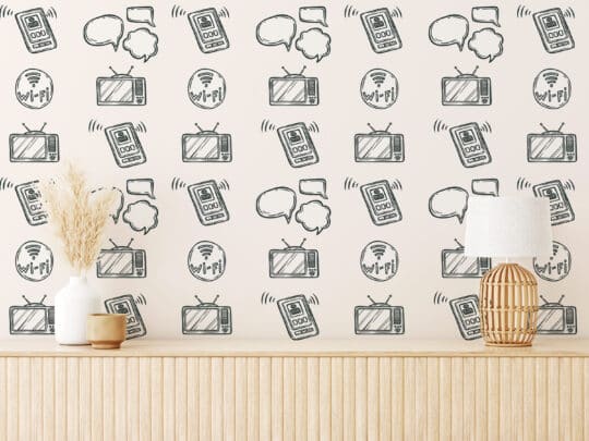 social media beige black and white traditional wallpaper