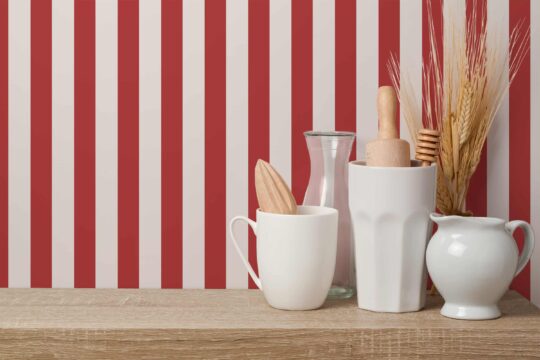 striped red and white traditional wallpaper