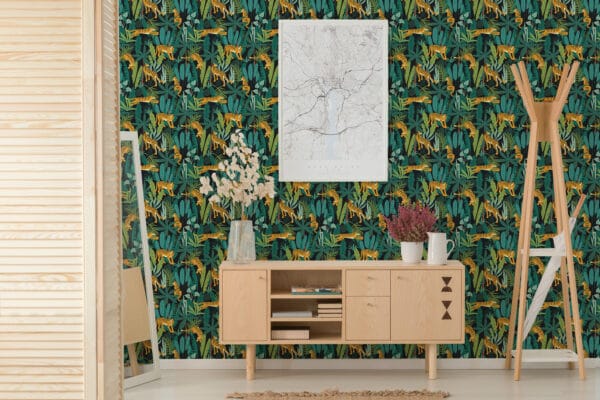 orange and green kids room peel and stick removable wallpaper