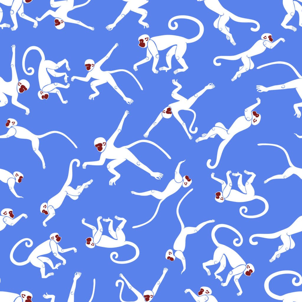 Blue monkey pattern wallpaper - Peel and Stick Removable | Fancy Walls