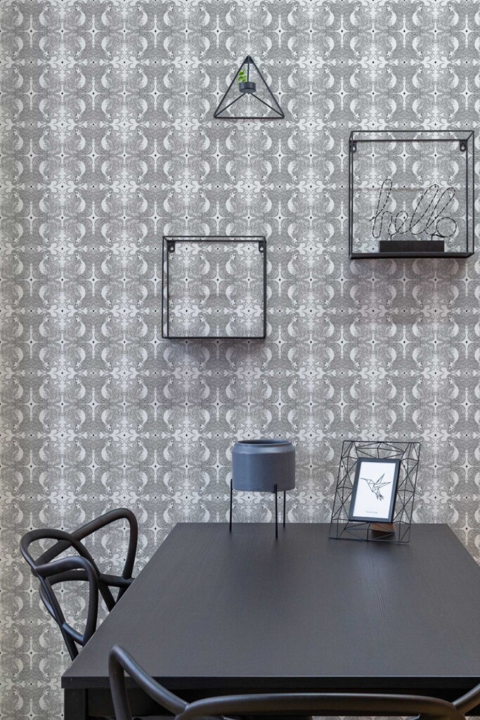 Fancy Walls removable wallpaper with a monochrome Art Nouveau aesthetic.