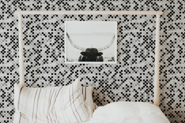 black monochrome polka dots peel and stick removable wallpaper