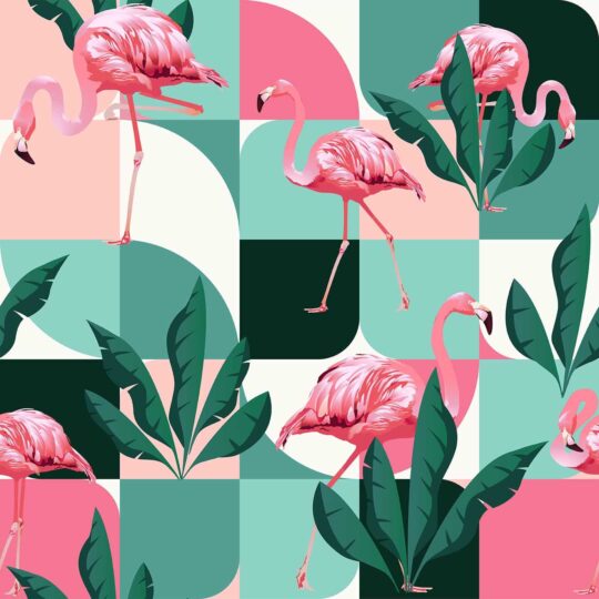 midcentury flamingo non-pasted wallpaper