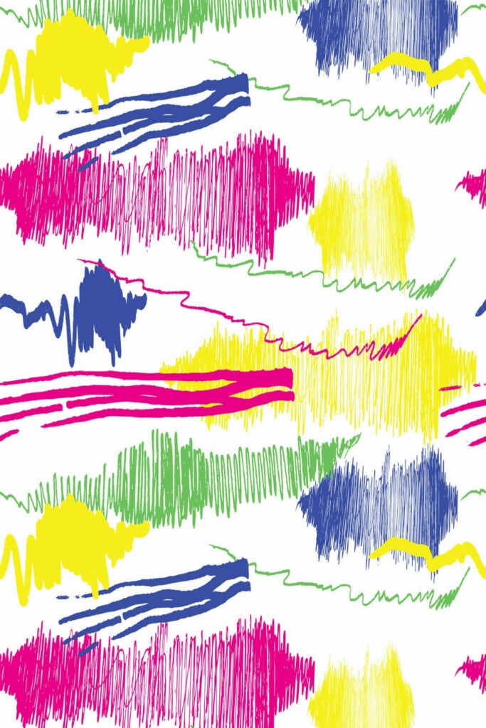Pattern repeat of Multicolor doodles abstract removable wallpaper design
