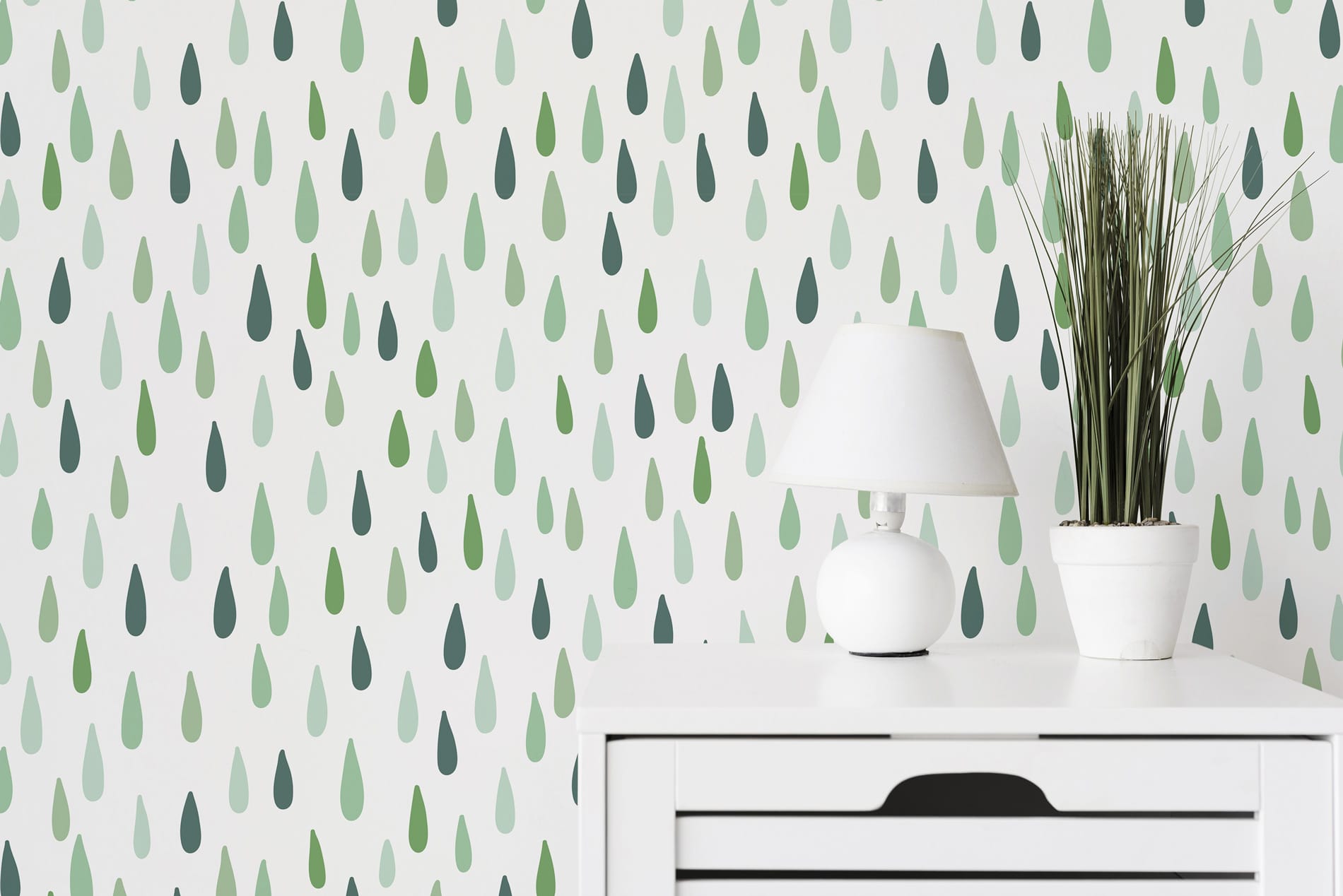 Minimalist green drops wallpaper - Peel and Stick or Non-Pasted