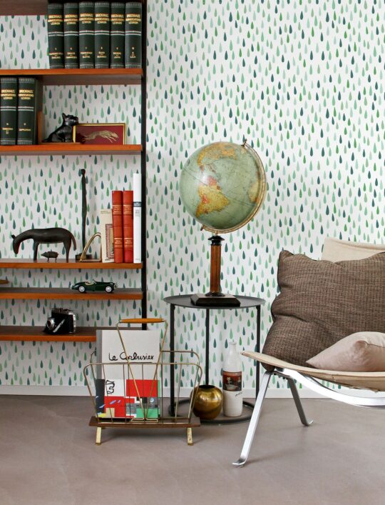 Minimalist green drops wallpaper for walls