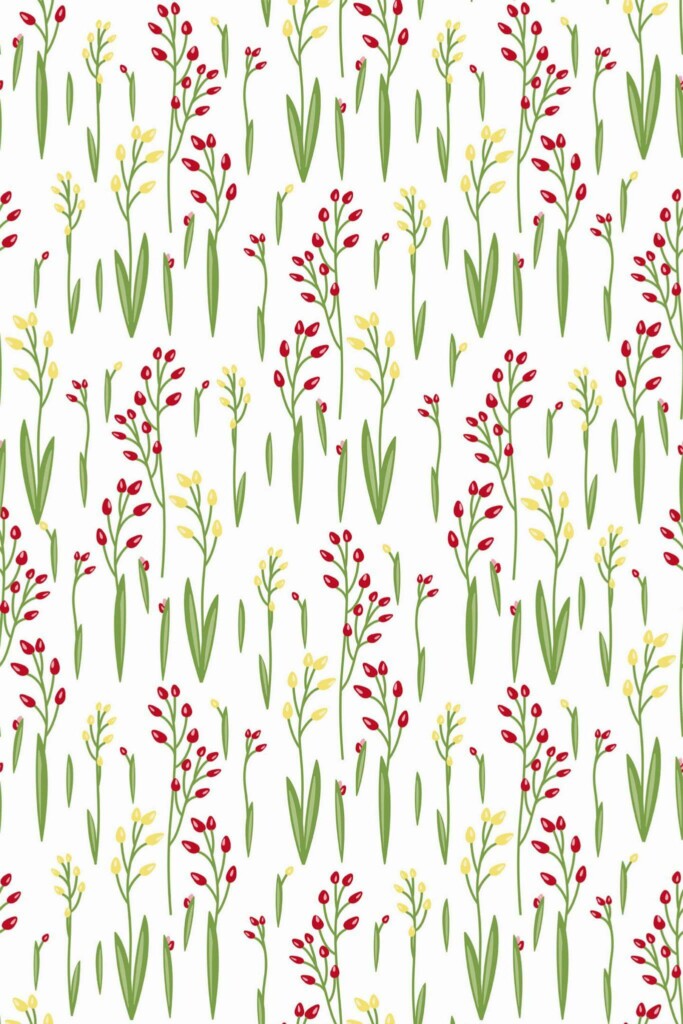 Pattern repeat of Multicolor floral pattern removable wallpaper design