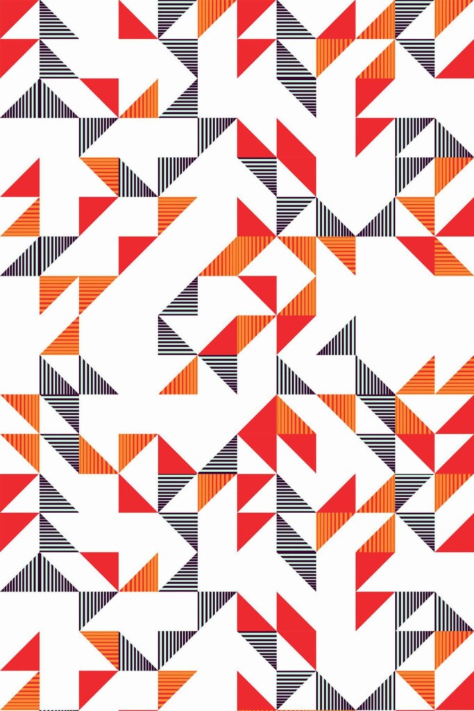 Pattern repeat of Multicolor geometric triangle removable wallpaper design