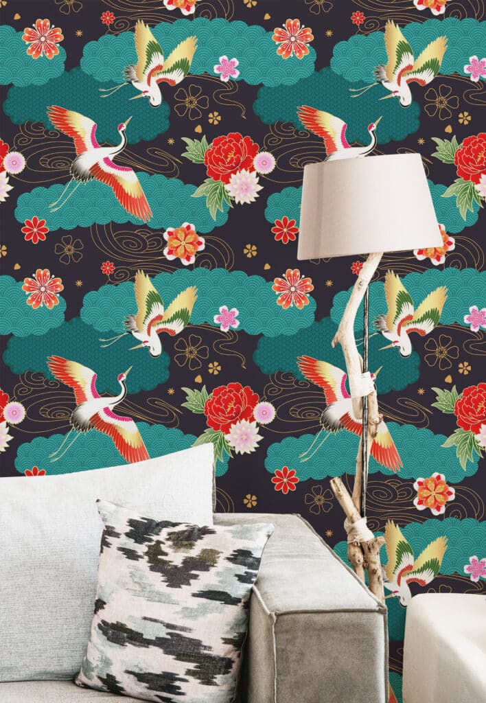 Maximalist bird wallpaper - Peel and Stick or Traditional