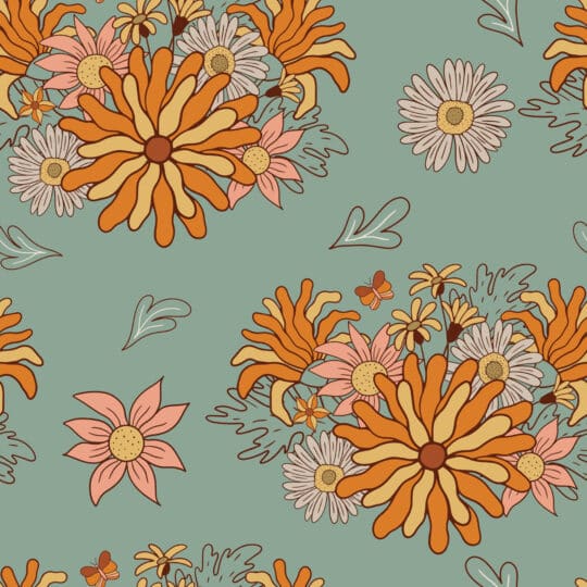 retro flowers non-pasted wallpaper