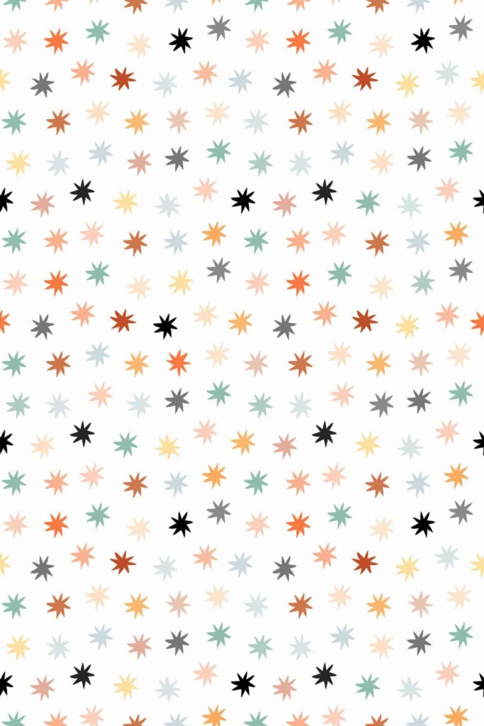 Pattern repeat of Multicolor stars removable wallpaper design