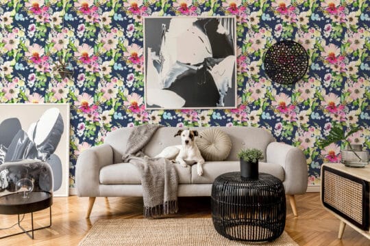 Aesthetic floral peel and stick removable wallpaper