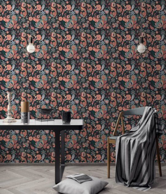 colorful paisley non-pasted wallpaper