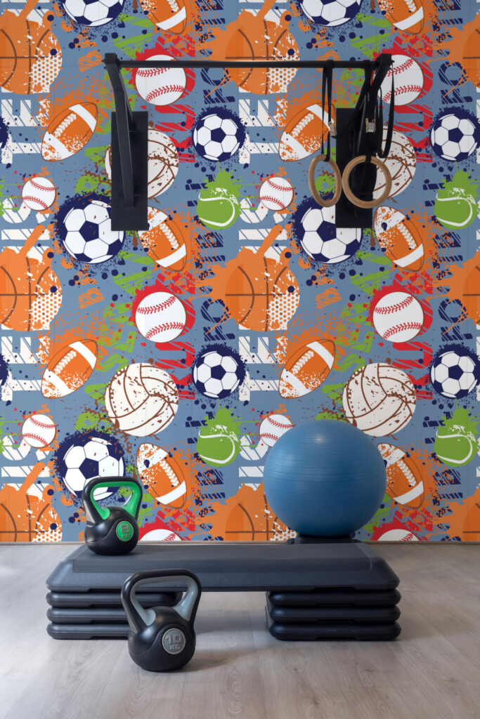 Fancy Walls colorful sports balls wall mural peel and stick.