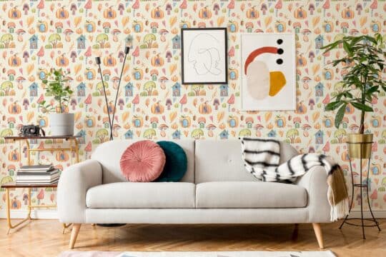 mushroom pastel traditional wallpaper