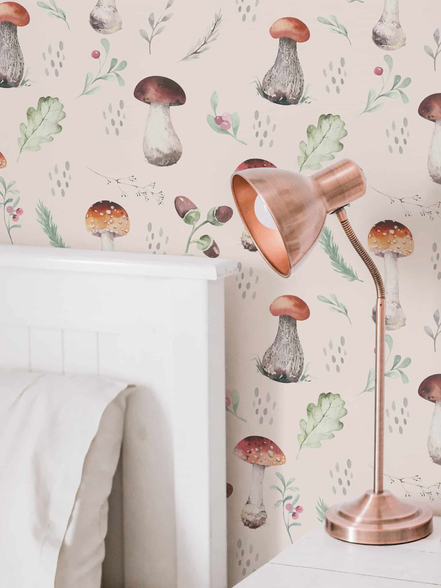 Vintage mushroom Wallpaper - Peel and Stick or Non-Pasted