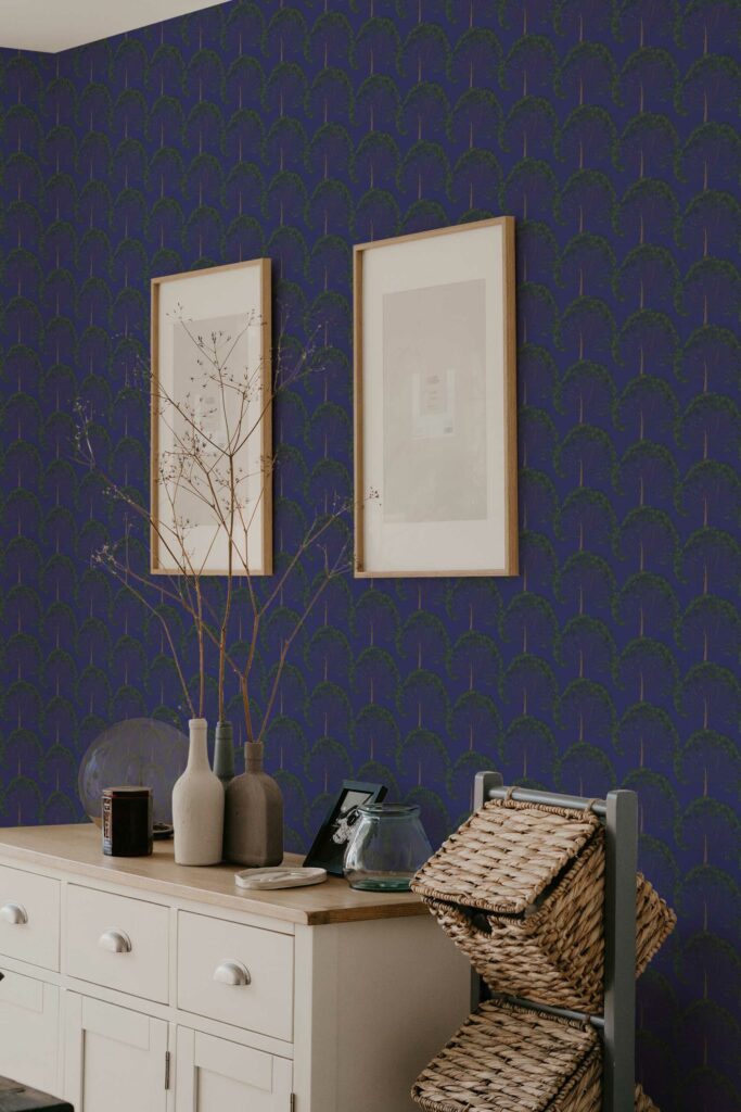 Blue Arboreal unpasted wallpaper design by Fancy Walls