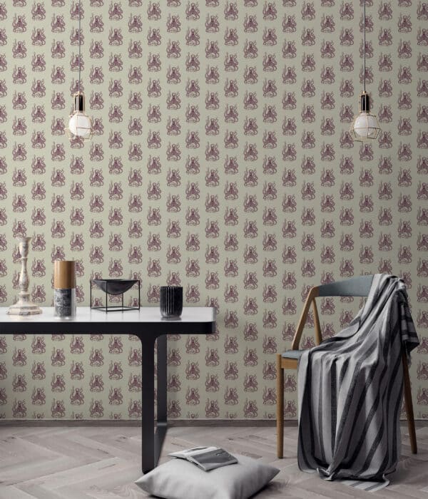 beige and burgundy stick and peel wallpaper